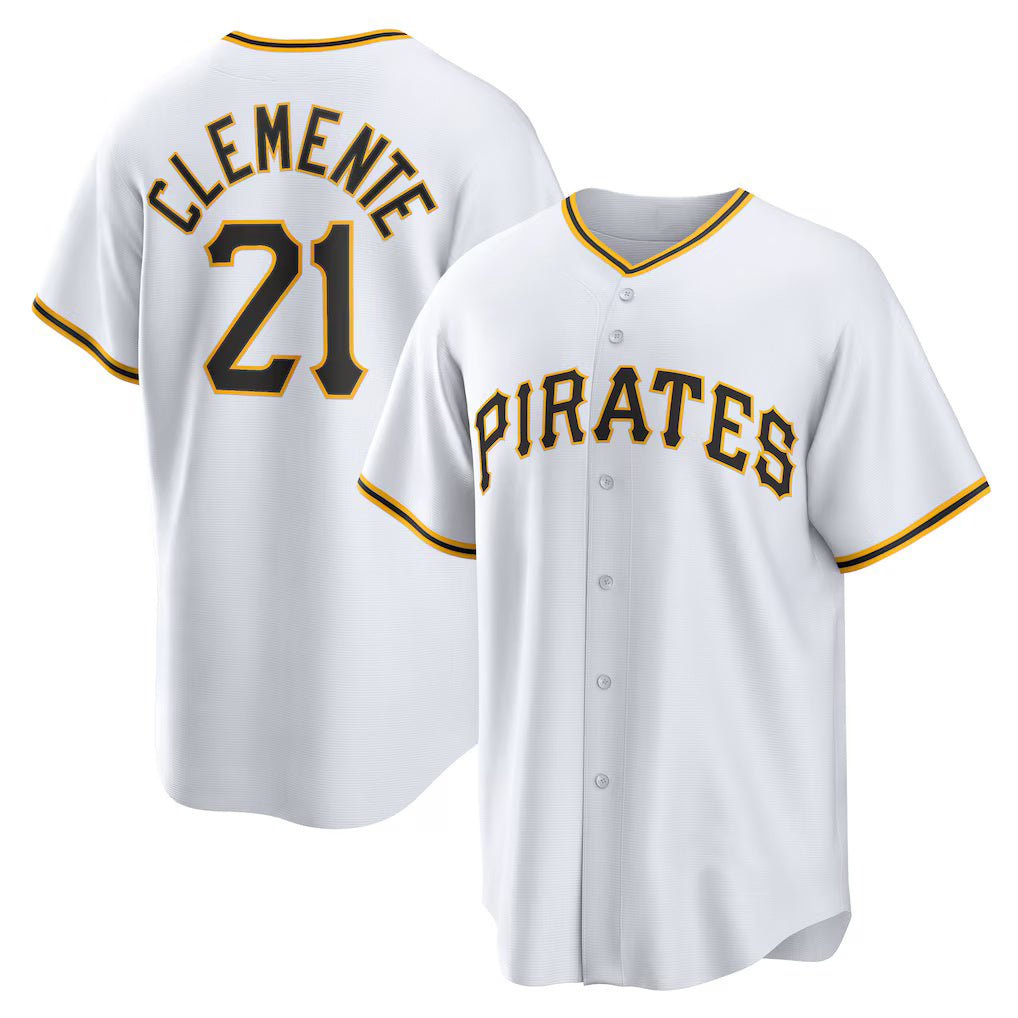 Pittsburgh Pirates #21 Roberto Clemente White CONTON Home Replica Player Name Jersey