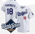 Los Angeles Dodgers #18 Yoshinobu Yamamoto White CONTON 2025 World Series Home Limited Stitched Jersey