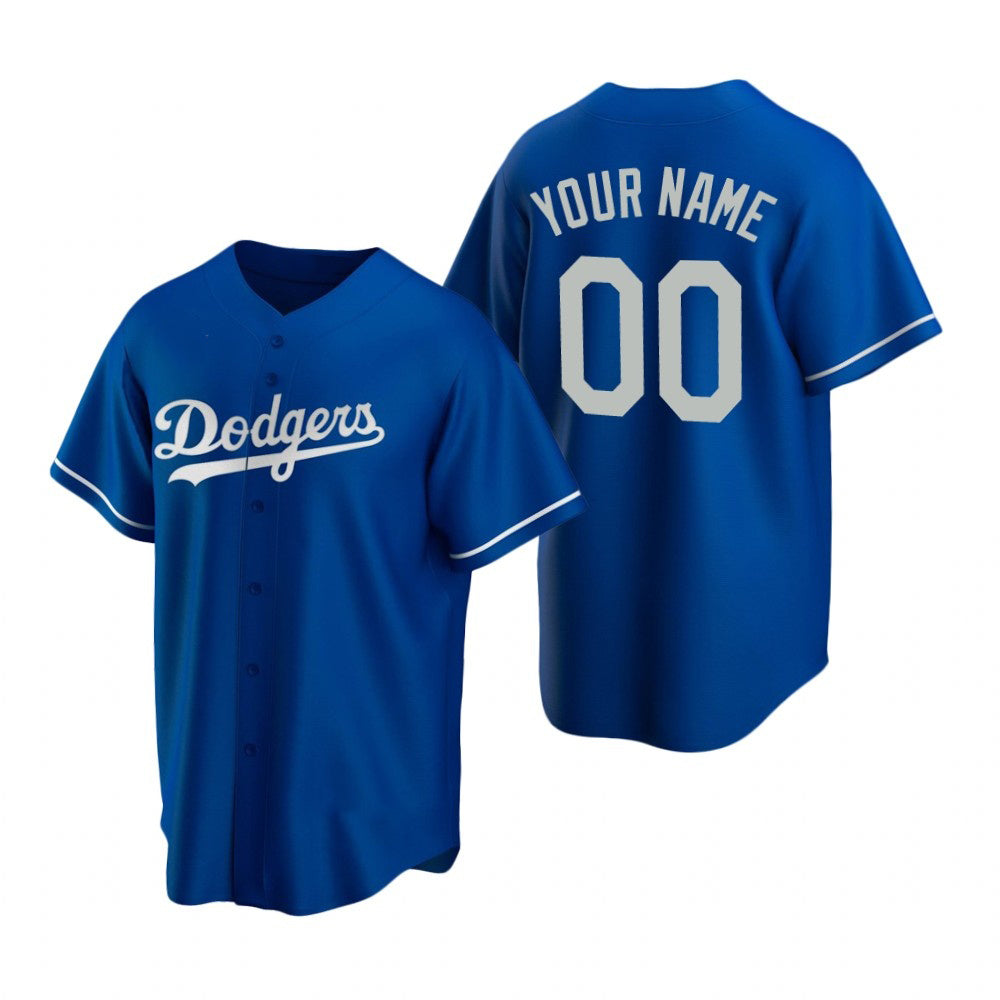 Custom Los Angeles Dodgers Royal CONTON Stitched Cool Base Jersey