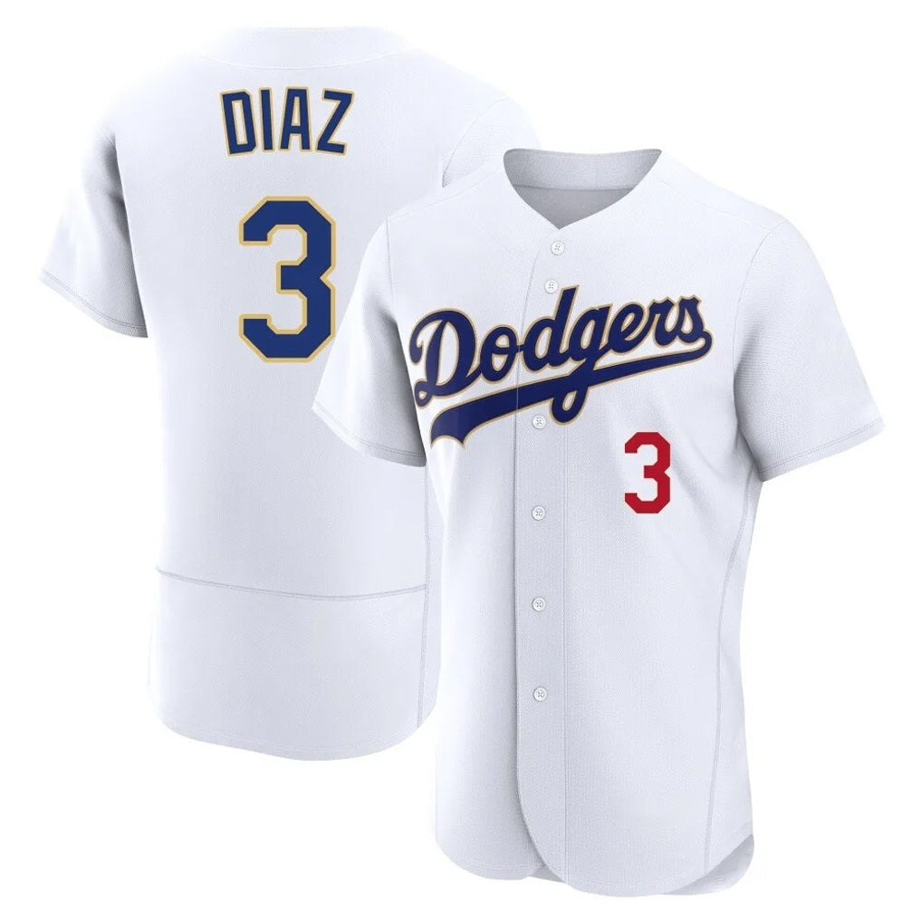 Los Angeles Dodgers #3 Edwin D¨ªaz Player Gold White CONTON 2026 Collection Stadium Limited Elite Stitched Jerseys