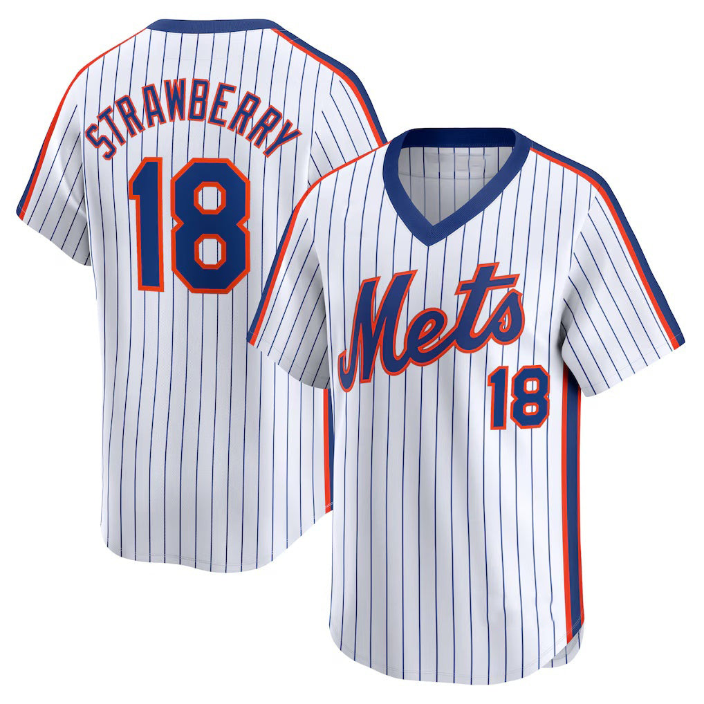 New York Mets #18 Darryl Strawberry Navy CONTON Throwback Cooperstown Limited Jersey
