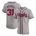 Atlanta Braves #31 Greg Maddux Player Gray CONTON Limited Elite Home Game Stitched Jerseys