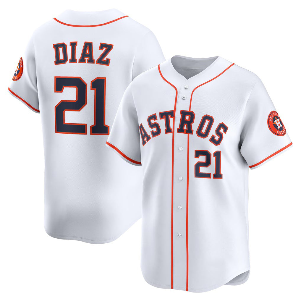 Houston Astros #21 Yainer Diaz White CONTON Home Limited Player Jersey