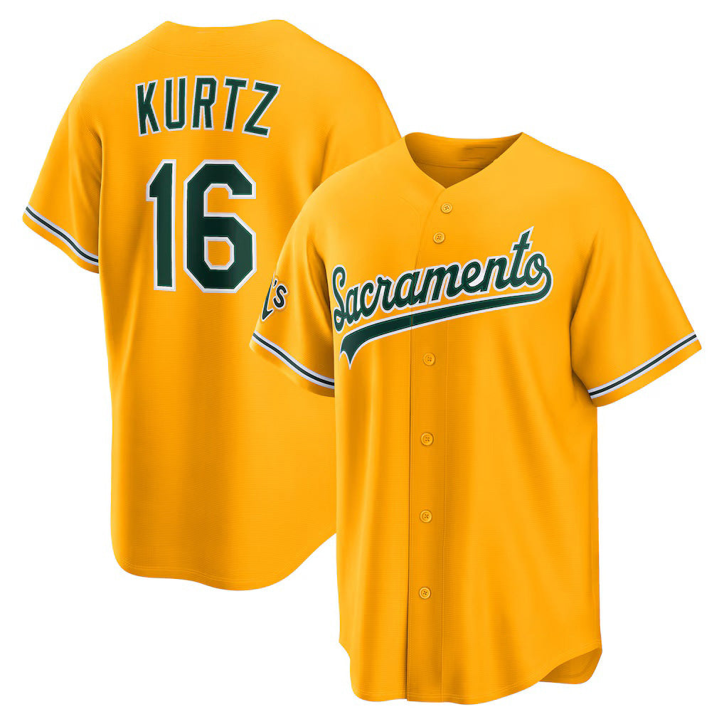 Oakland Athletics #16 Nick Kurtz Gold CONTON Alternate Stadium Jersey