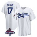 Los Angeles Dodgers #17 Shohei Ohtani White CONTON 2024 World Series Champions Cool Base Stitched Jersey
