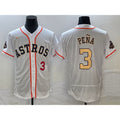 Houston Astros #3 Jeremy Pena Number 2023 White Gold CONTON World Serise Champions Patch Flex Base Stitched Jersey