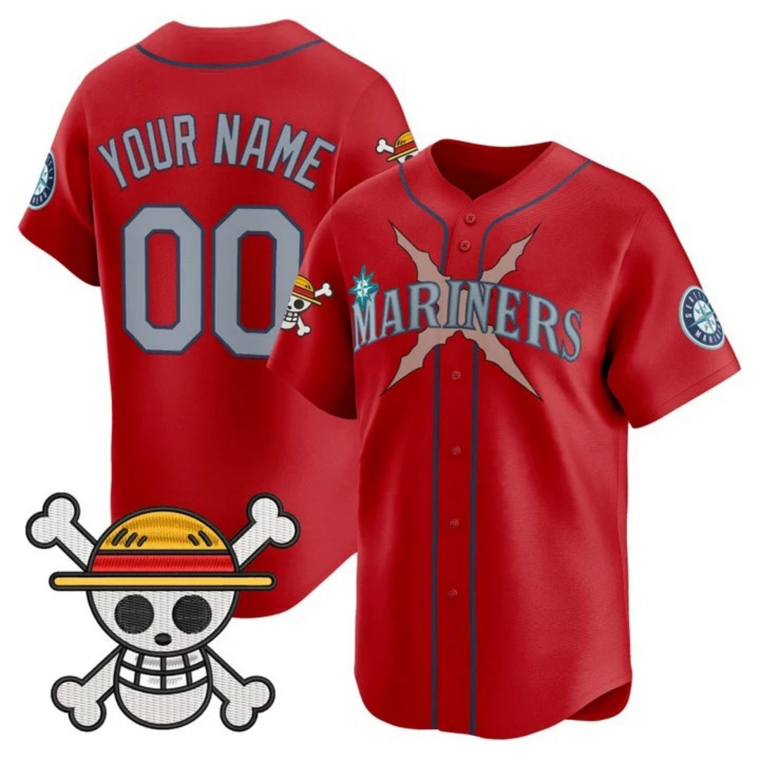 Custom Seattle Mariners x One Piece Red CONTON Vapor Premier Limited Jersey - Stitched