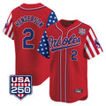 Baltimore Orioles #2 Gunnar Henderson Player Red CONTON USA 250 Independence Day Vapor Premier Limited Home Game Stitched Jerseys