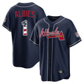 Atlanta Braves #1 Ozzie Albies Player Navy CONTON USA 250 Fourth Of July Limited Home Game Stitched Jerseys