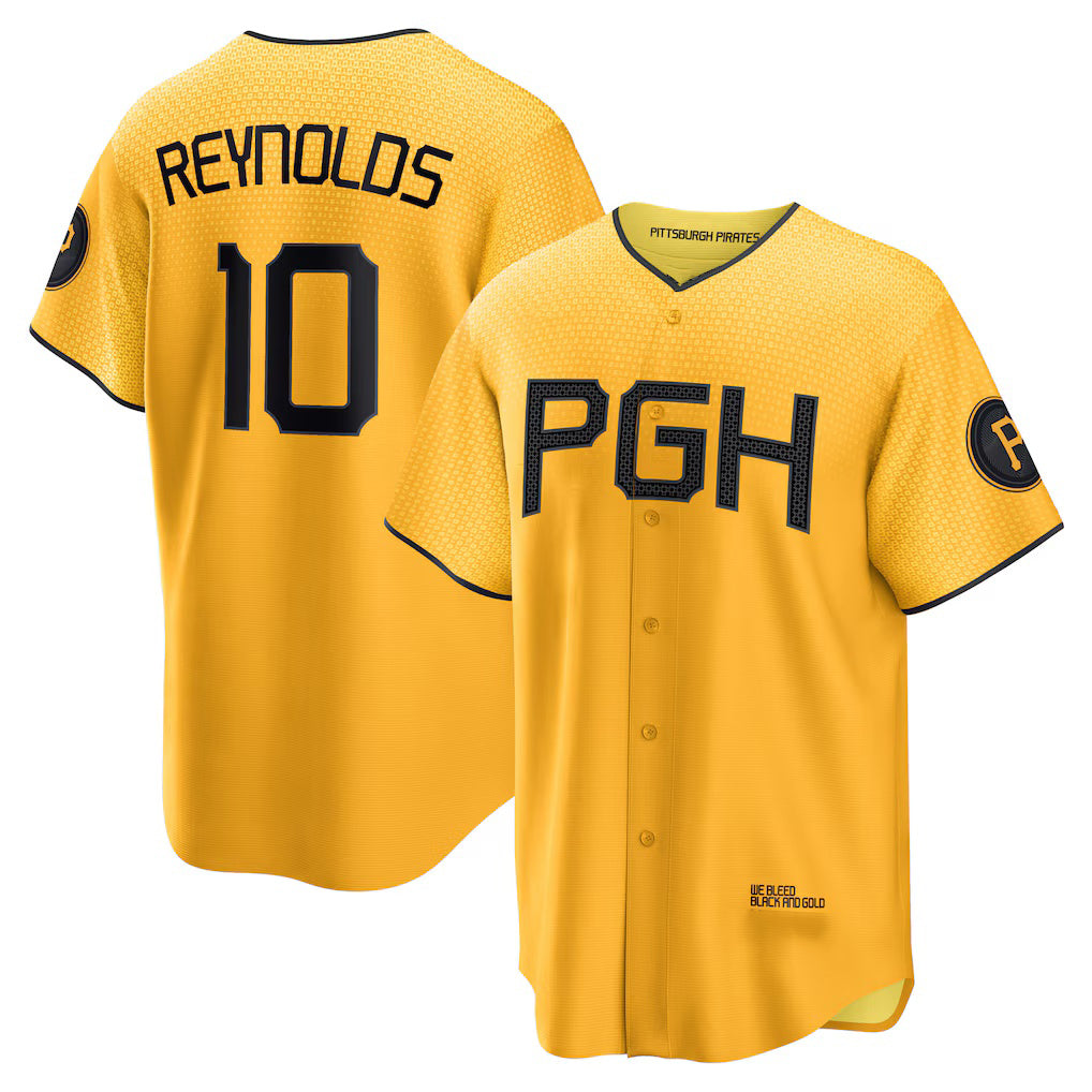 Pittsburgh Pirates #10 Bryan Reynolds Gold CONTON City Connect Replica Player Jersey