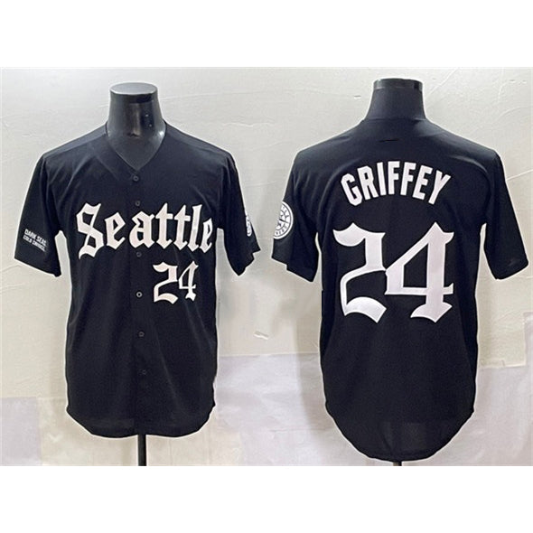 Seattle Mariners #24 Ken Griffey Jr. Black CONTON 'Deep Sea Gothic Edition' Vapor Premier Limited Stitched Jersey