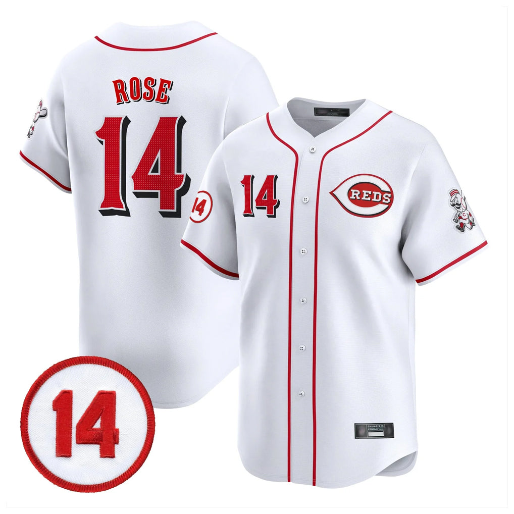 Cincinnati Reds #14 Pete Rose Player White CONTON Vapor Premier Limited Home Stitched Jerseys