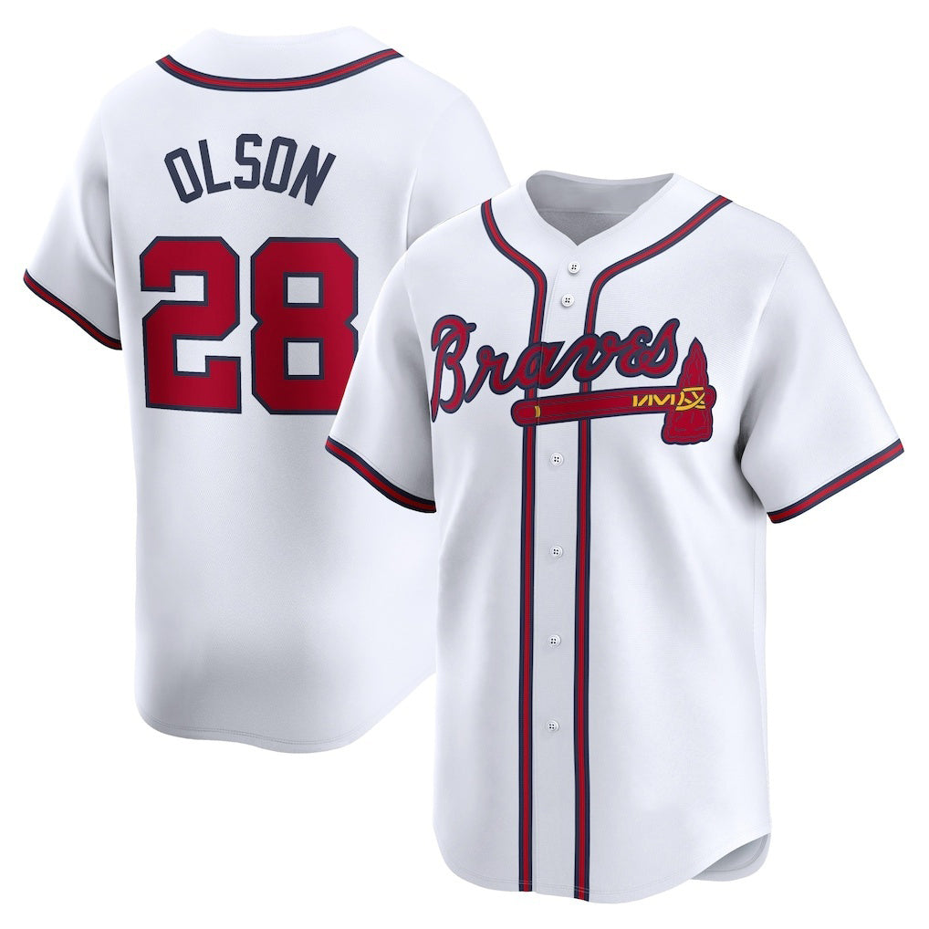 Atlanta Braves #28 Matt Olson White CONTON Home Limited Player Jersey