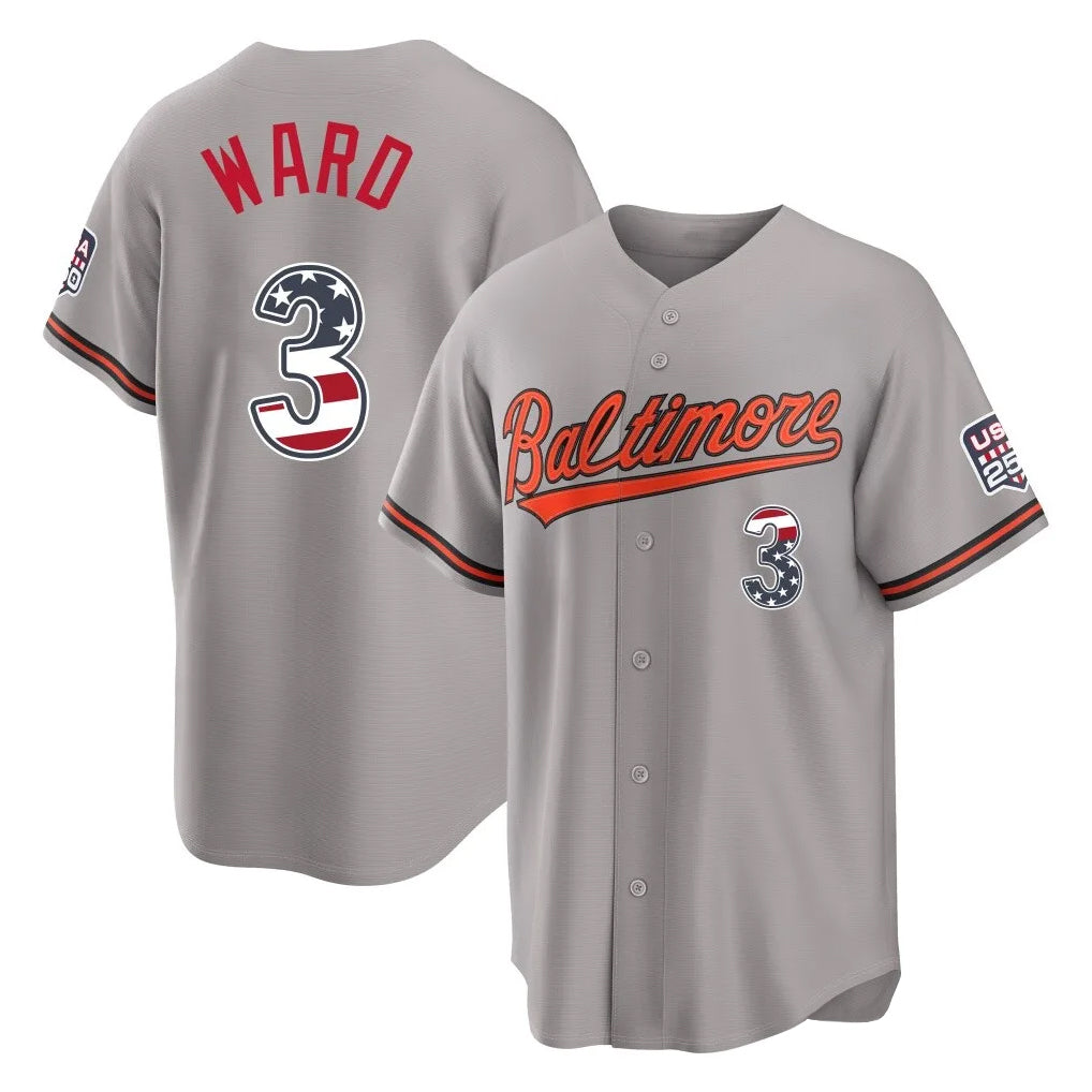 Baltimore Orioles #3 Taylor Ward Player Gray CONTON USA 250 Fourth of July Home Game Stitched Jerseys