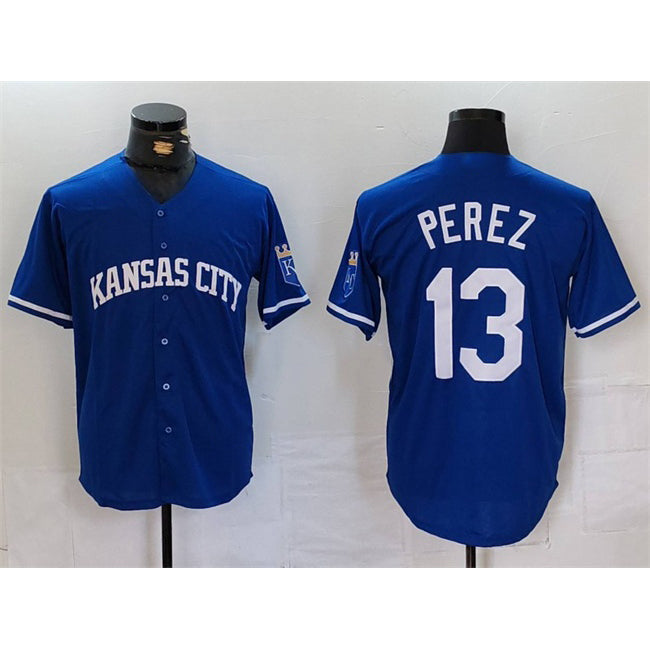 Kansas City Royals #13 Salvador Perez Royal CONTON Cool Base Stitched Jersey