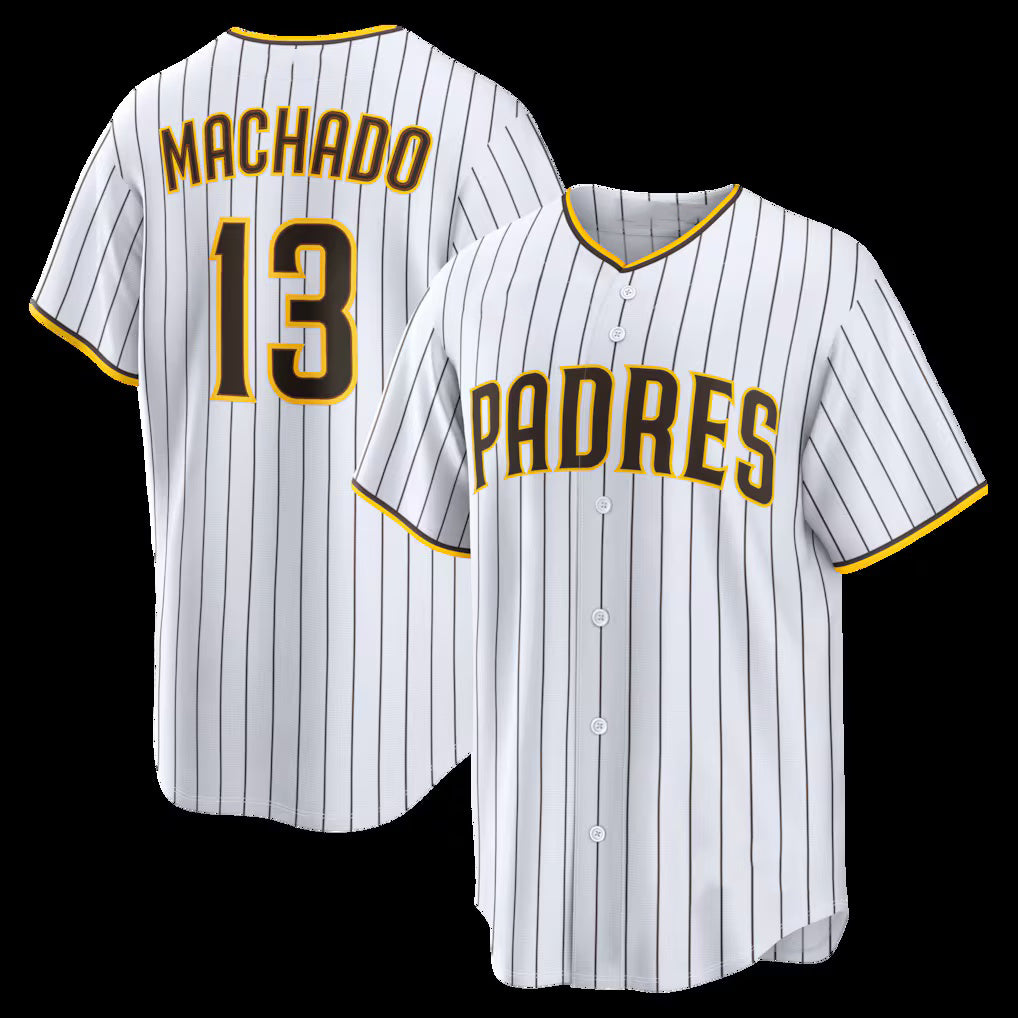 San Diego Padres #13 Manny Machado White CONTON Home Replica Player Jersey 2
