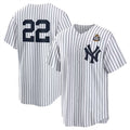 New York Yankees #22 Juan Soto White CONTON 2024 World Series Cool Base Stitched Jersey