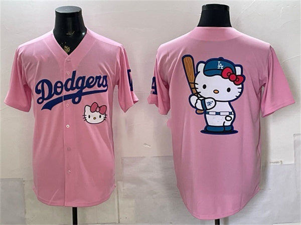 Los Angeles Dodgers Team Big Logo Pink CONTON 2025 Hello Kitty Vapor Limited Stitched Jersey