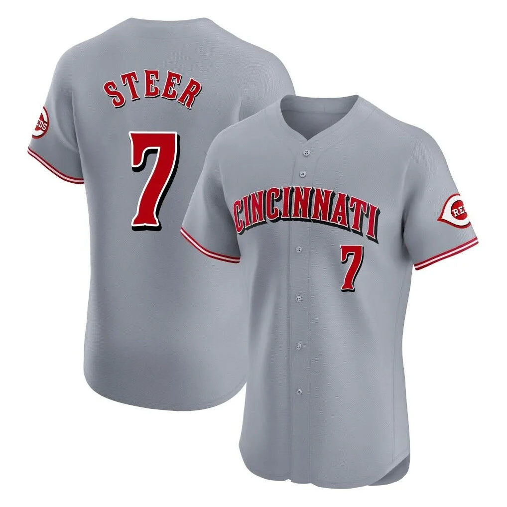 Cincinnati Reds #7 Spencer Steer Player Gray CONTON Limited Elite Home Stitched Jerseys