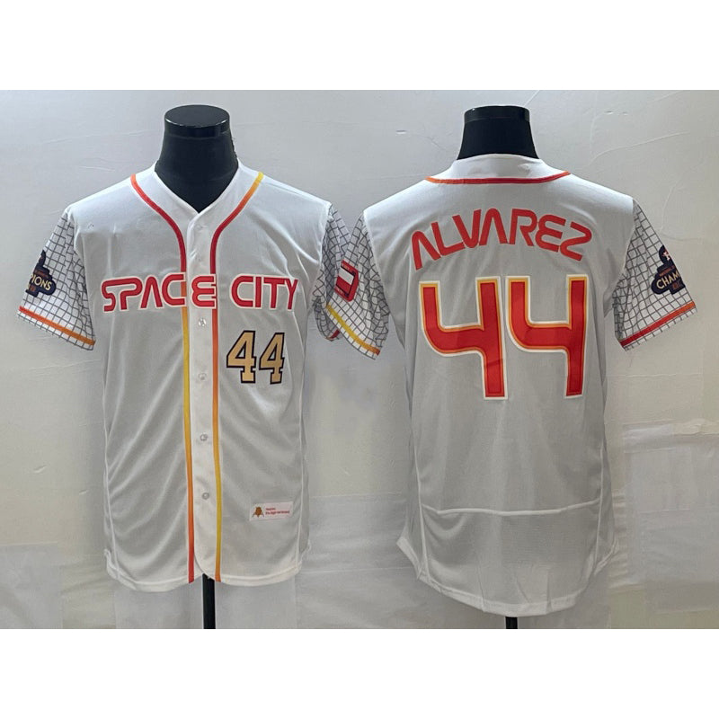 Houston Astros #44 Yordan Alvarez Number White CONTON 2023 City Connect Flex Base Stitched Jersey 3