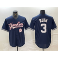 New York Yankees #3 Babe Ruth Navy CONTON With Patch Cool Base Stitched Jersey