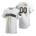 Custom Seattle Mariners White CONTON Stitched Flex Base Golden Edition Jersey