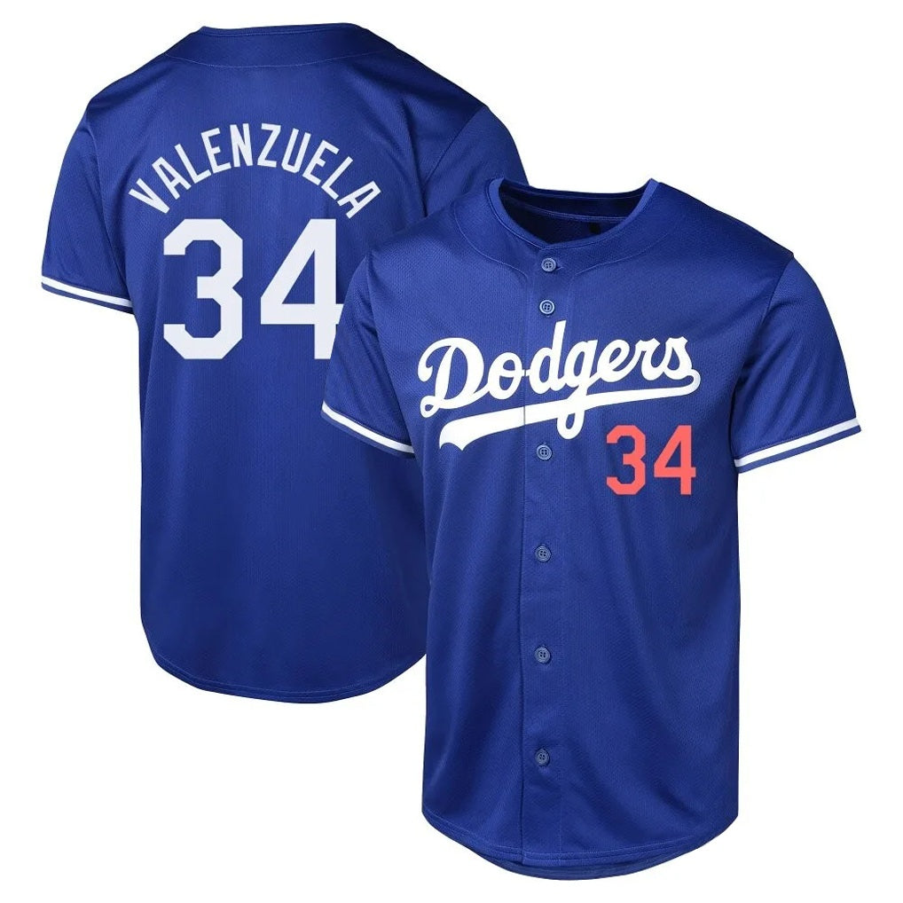 Los Angeles Dodgers #34 Fernando Valenzuela Player Royal CONTON Limited World Series Stitched Jerseys