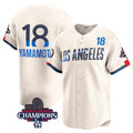 Los Angeles Dodgers #18 Yoshinobu Yamamoto Cream CONTON 2024 World Series Champions City Connect Limited Stitched Jersey