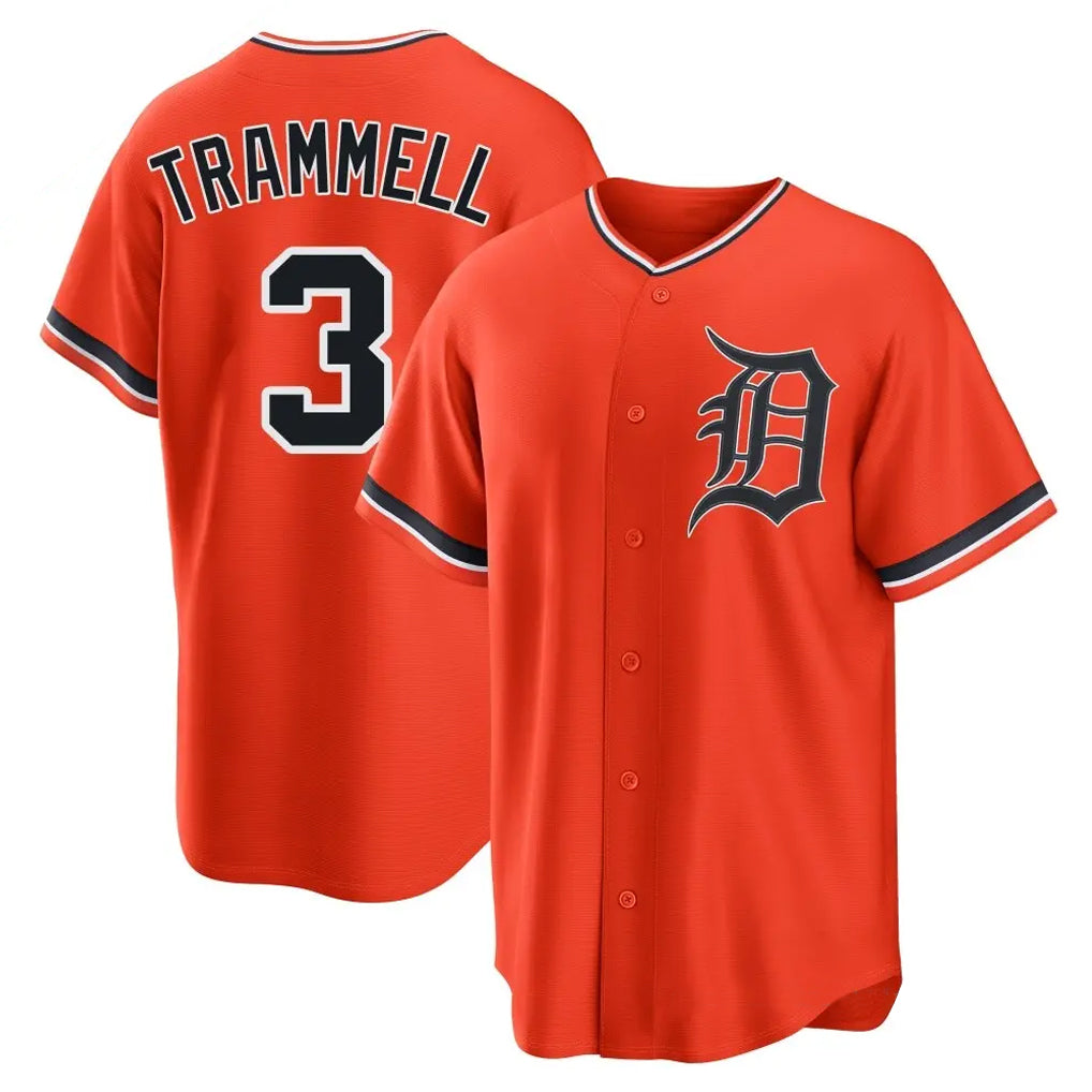 Detroit Tigers #3 Alan Trammell Player Orange CONTON Home Game Stitched Jerseys