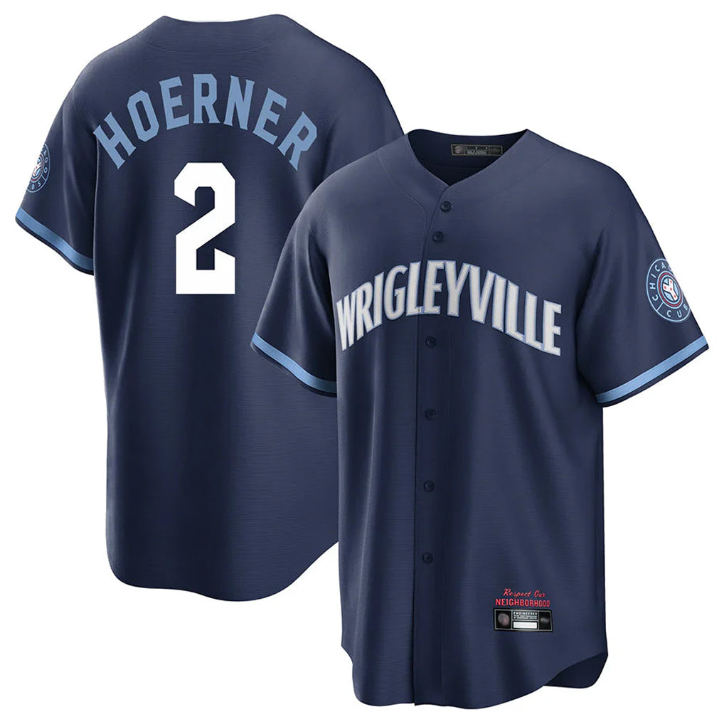 Chicago Cubs #2 Nico Hoerner Player Navy CONTON City Connect Home Game Stitched Jerseys