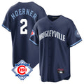 Chicago Cubs #2 Nico Hoerner Player Navy CONTON 150th Anniversary City Connect Home Game Stitched Jerseys