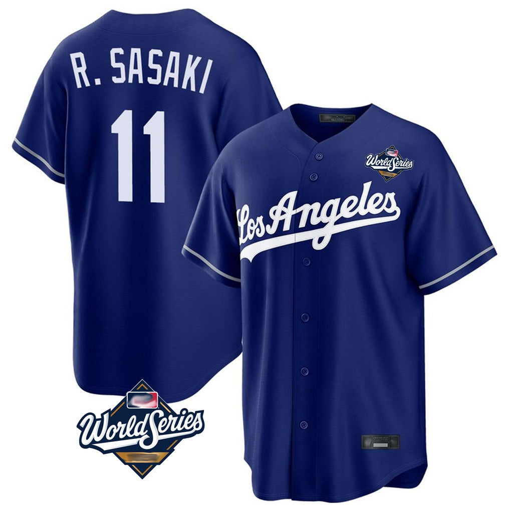 Los Angeles Dodgers #11 Roki Sasaki Player Royal CONTON World Series Game Stitched Jerseys