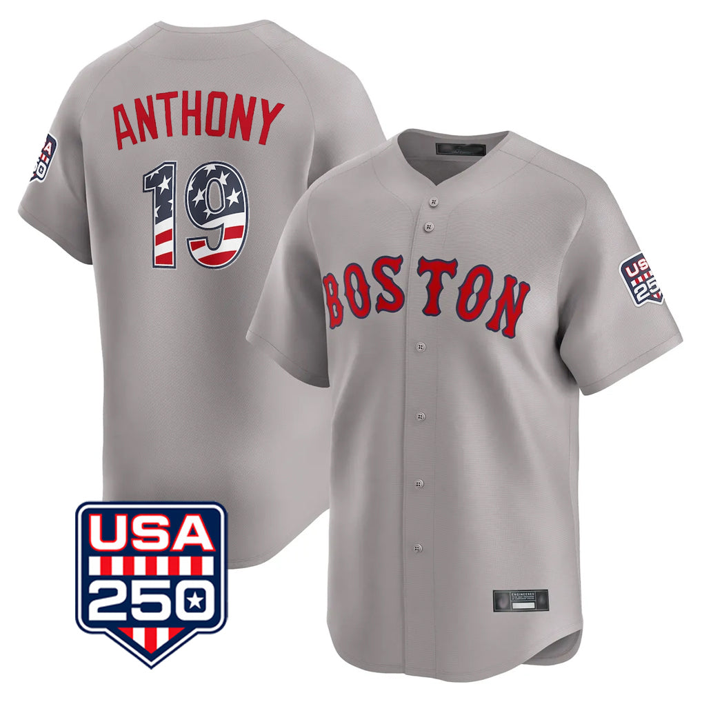 Boston Red Sox #19 Roman Anthony Player Gray CONTON Road USA 250 Fourth of July Limited Home Game Stitched Jerseys