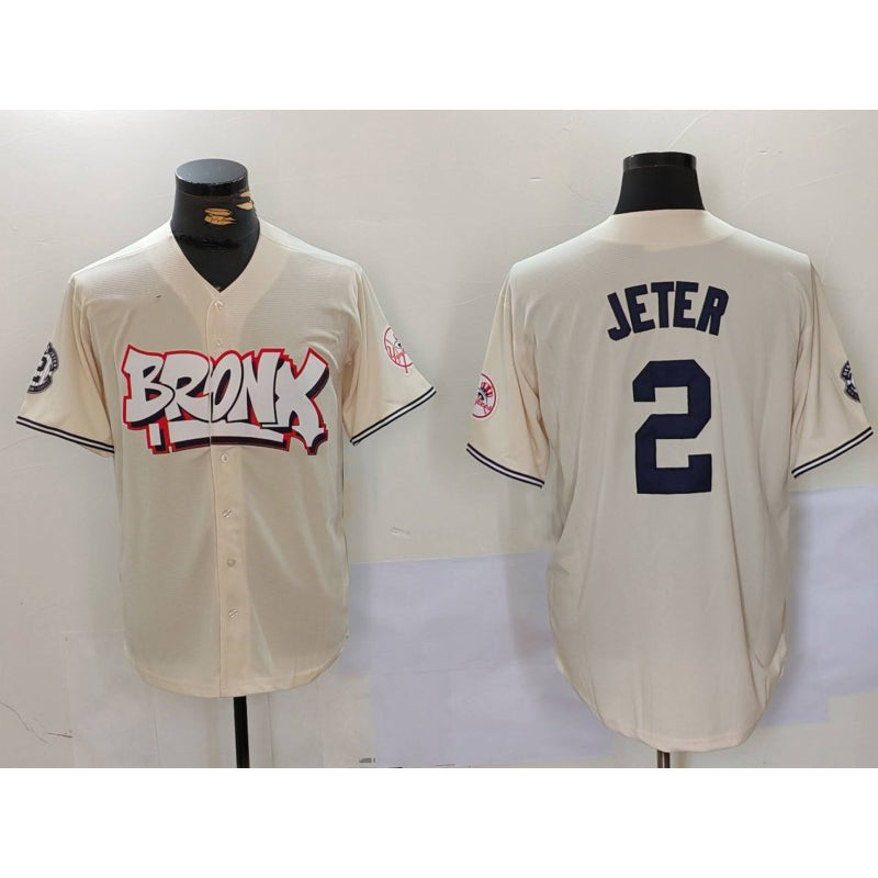 New York Yankees #2 Derek Jeter Cream CONTON Limited Stitched Jersey 2
