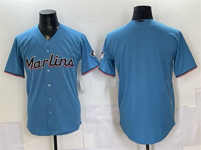 Miami Marlins Blank Blue CONTON Cool Base Stitched Jersey