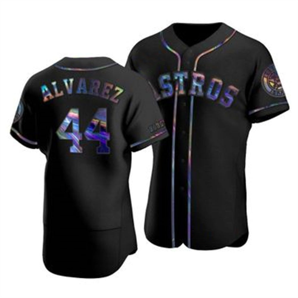 Houston Astros #44 Yordan Alvarez Iridescent Holographic Collection Jersey - Black CONTON
