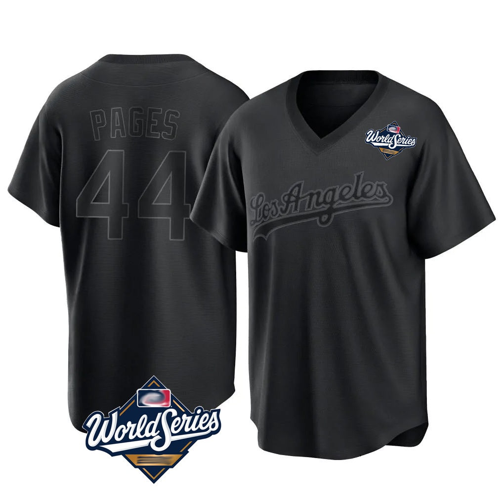 Los Angeles Dodgers #44 Andy Pages Player Black CONTON World Series Pitch Fashion T-shirt Stitched Jerseys