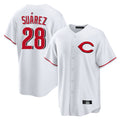 Cincinnati Reds #28 Eugenio Su¨¢rez Player White CONTON Home Game Stitched Jerseys
