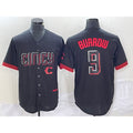 Cincinnati Reds #9 Joe Burrow Black CONTON 2023 City Connect Cool Base Stitched Jersey