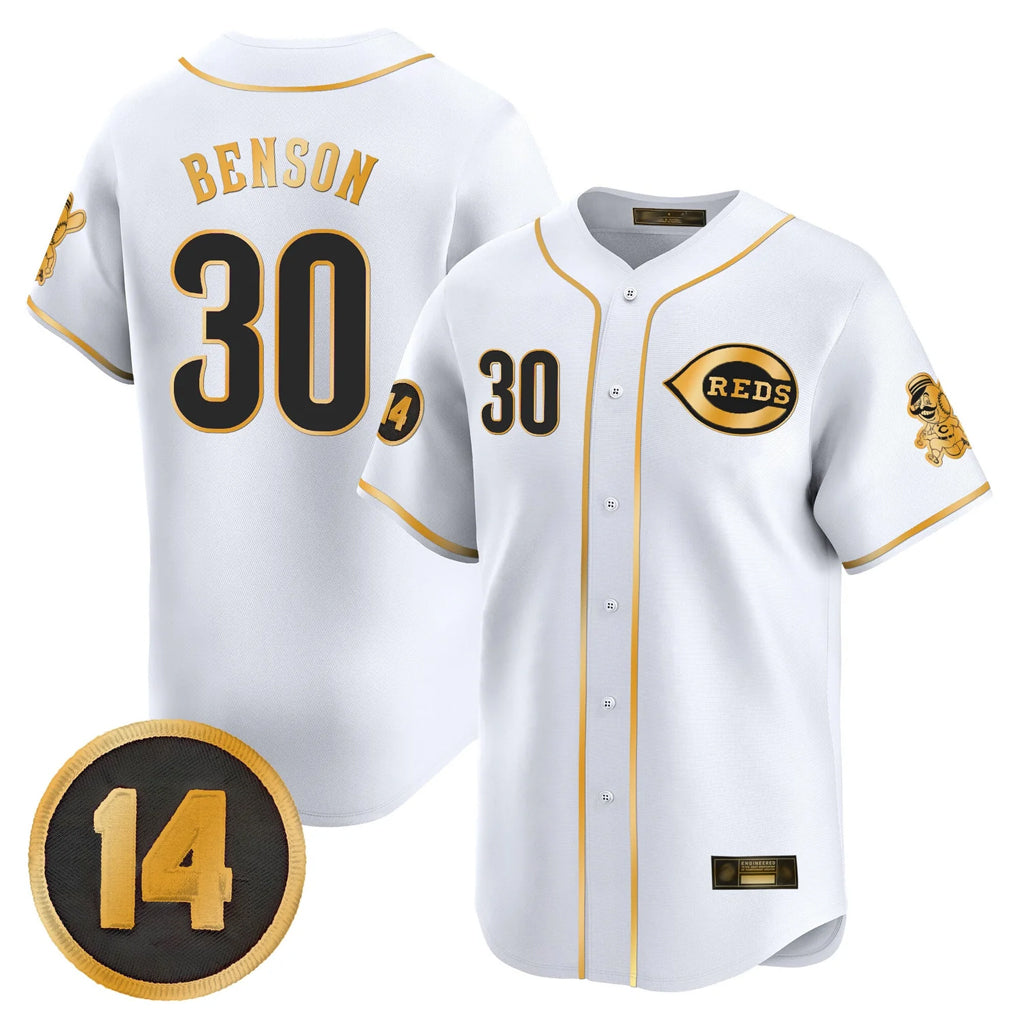 Cincinnati Reds #30 Ken Griffey Player White-Gold CONTON Vapor Premier Limited Home Stitched Jerseys