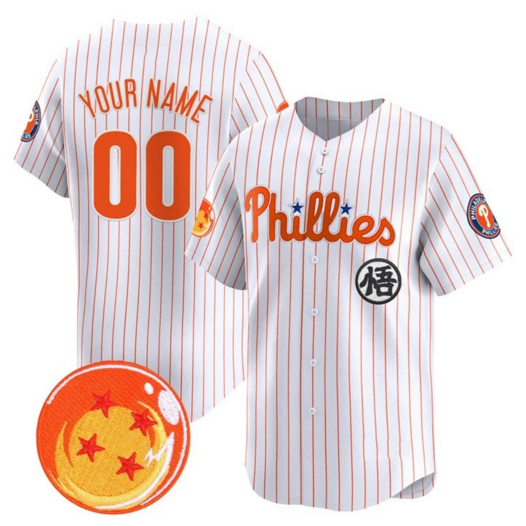 Custom Philadelphia Phillies x Dragon Ball White CONTON Vapor Premier Limited Jersey - All Stitched