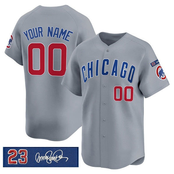 Custom Chicago Cubs Active Player Gray CONTON 'Ryne Sandberg Tribute' Vapor Limited V3 Stitched Jersey