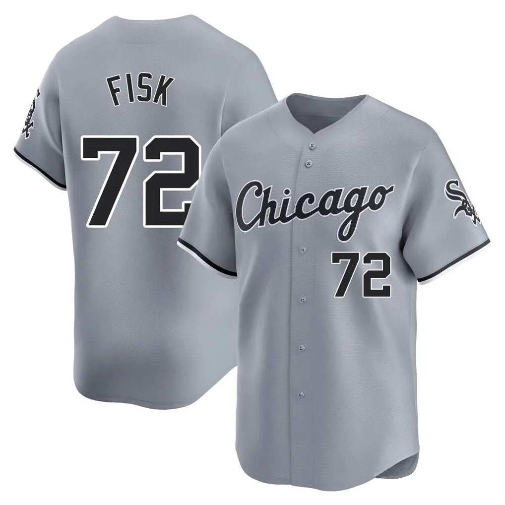 Chicago White Sox #72 Carlton Fisk Player Gray CONTON Road Limited Home Stitched Jerseys