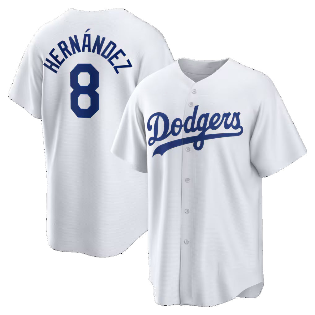 Los Angeles Dodgers #8 Enrique Hernandez White CONTON Home Replica Jersey