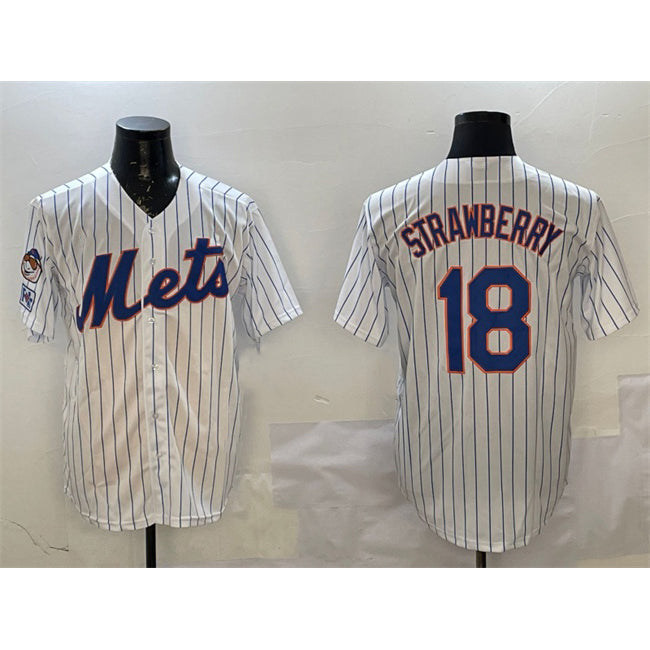 New York Mets #18 Darryl Strawberry White CONTON 2025 Spring Training Cool Base Stitched Jersey