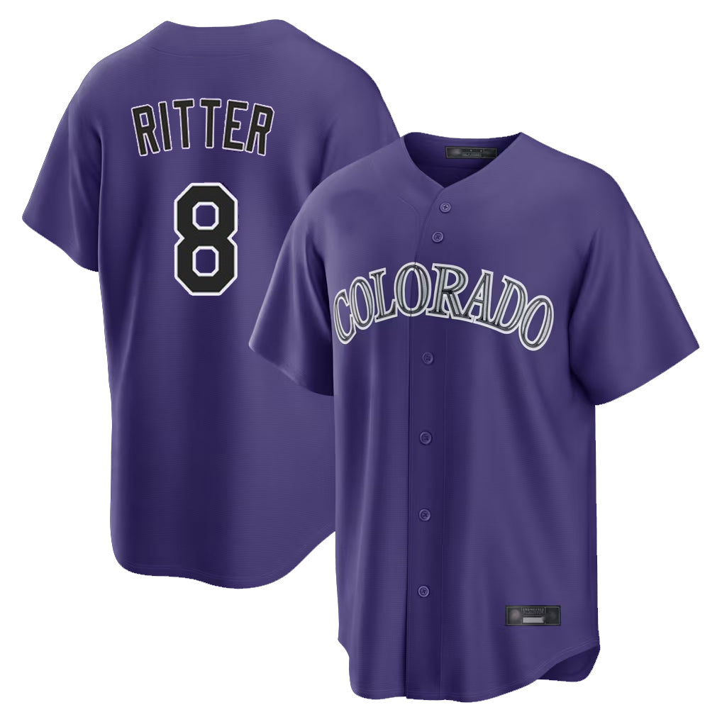 Colorado Rockies #8 Ryan Ritter Player Purple CONTON Game Home Stitched Jerseys