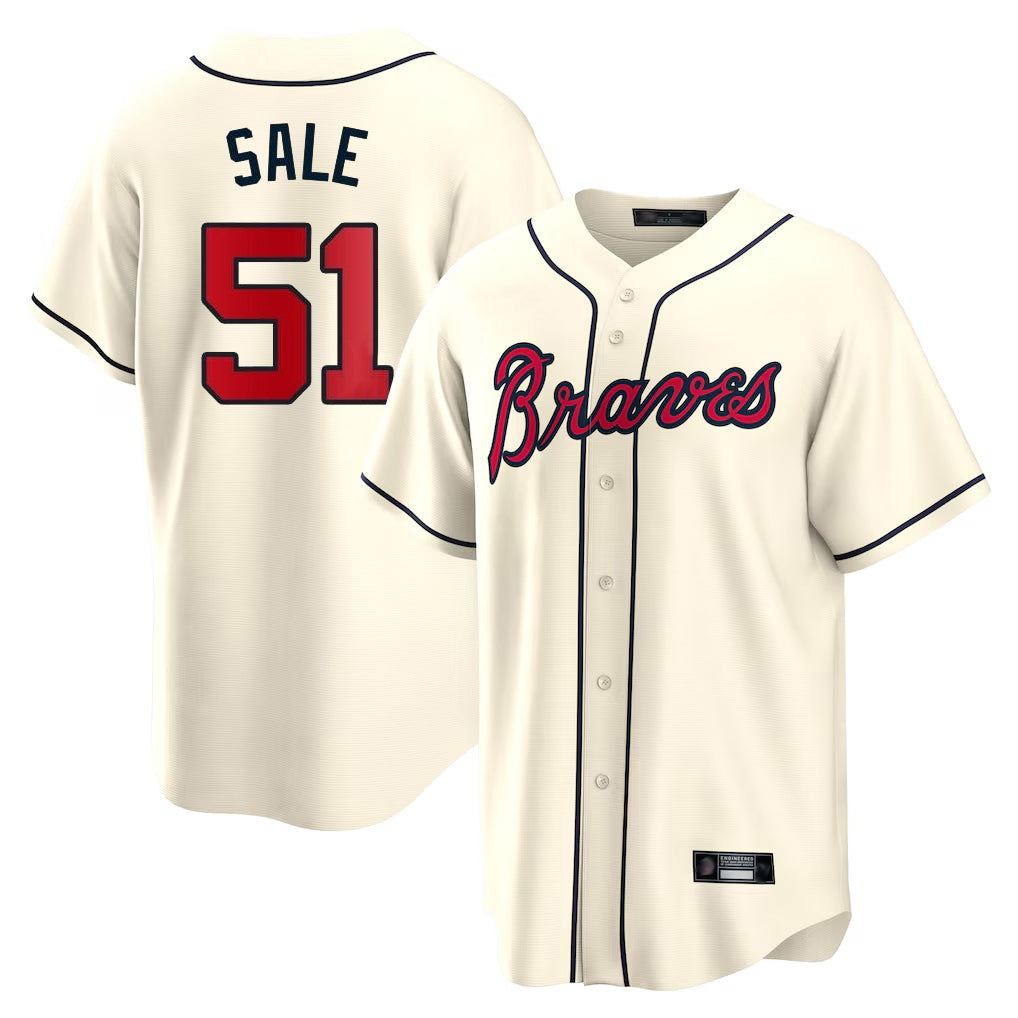 Atlanta Braves #51 Chris Sale Player Cream CONTON Home Game Stitched Jerseys