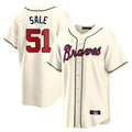 Atlanta Braves #51 Chris Sale Player Cream CONTON Home Game Stitched Jerseys