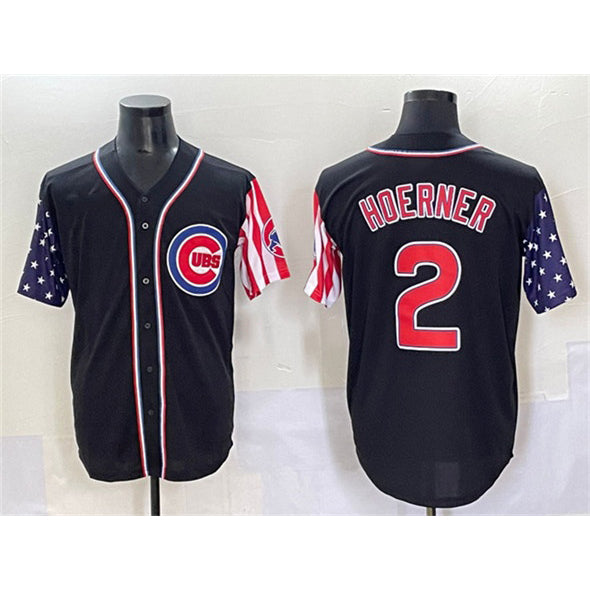 Chicago Cubs #2 Nico Hoerner Black CONTON 2025 Independence Day Vapor Premier Limited Stitched Jersey