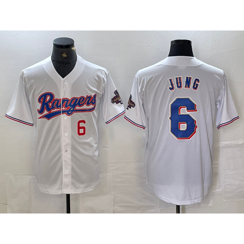 Texas Rangers #6 Josh Jung Number White CONTON 2023 World Series Champions Cool Base Jersey 2